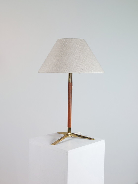 Image 1 of 1X J.T.Kalmar table lamp 50s rosewood brass