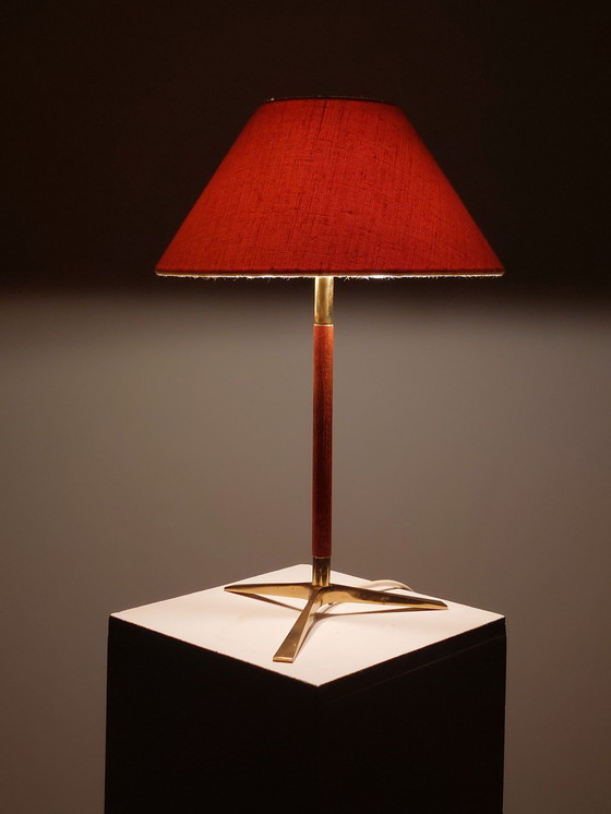 Image 1 of 1X J.T.Kalmar table lamp 50s rosewood brass