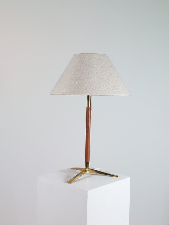 Image 1 of 1X J.T.Kalmar table lamp 50s rosewood brass