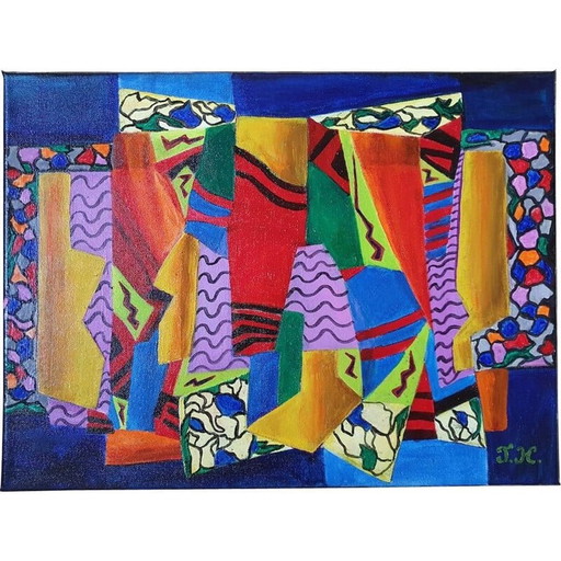 Pintura acrílica vintage "Perplejidad" de Jocelyne Hoffelt, 2021