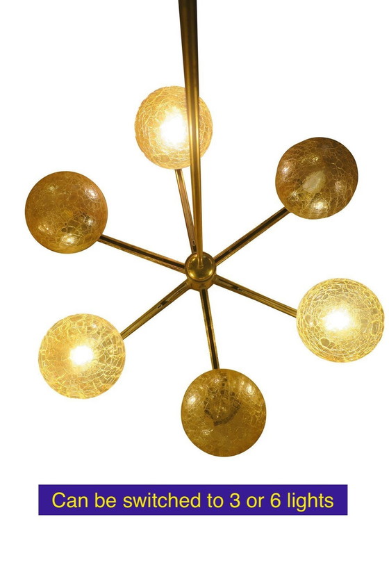 Image 1 of Angelo Brotto Gold-Plated Brass Chandelier For Esperia