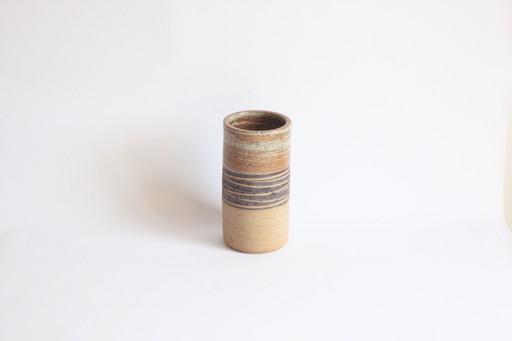 Tue Poulsen Cylindrical Ceramic Vase, Denmark 1970S.