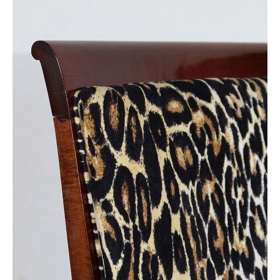 Image 1 of Set of 4 vintage solid beechwood and leopard print chairs, 1960s