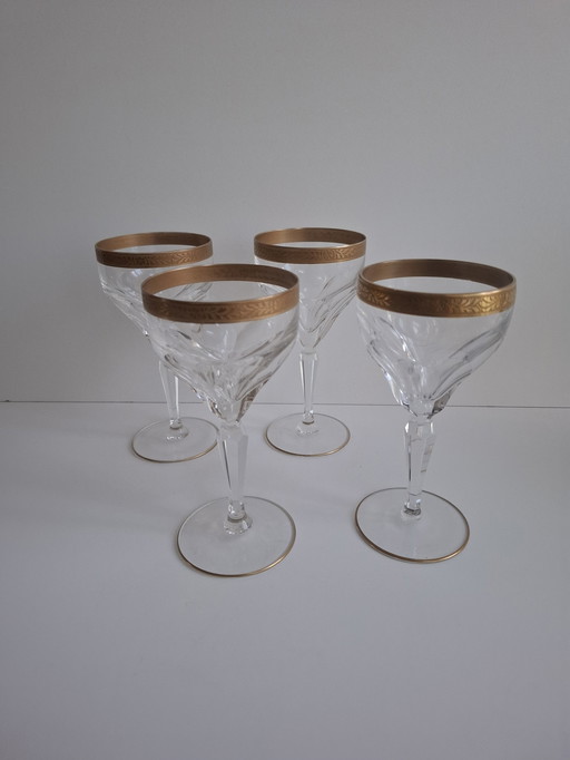 Rare Crystal Wine Glasses Set Of 4 Lady Hamilton Oertal Minton Germany