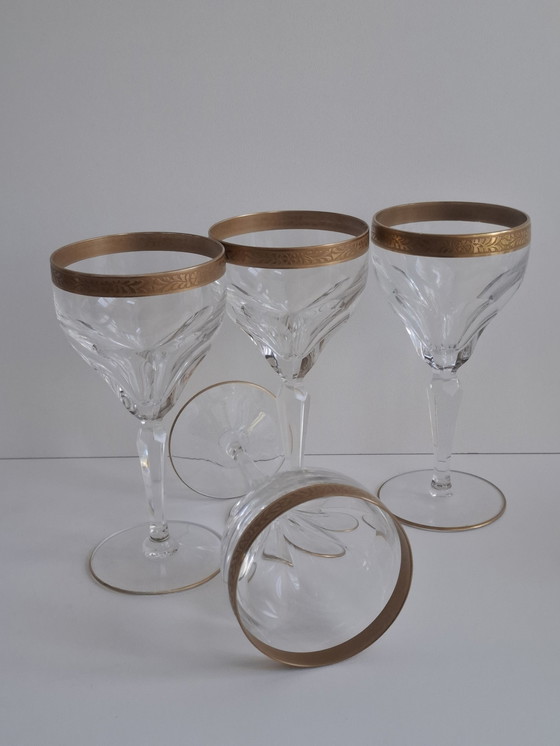 Image 1 of Rare Crystal Wine Glasses Set Of 4 Lady Hamilton Oertal Minton Germany