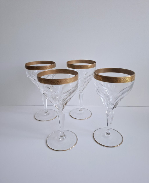 Rare Crystal Wine Glasses Set Of 4 Lady Hamilton Oertal Minton Germany