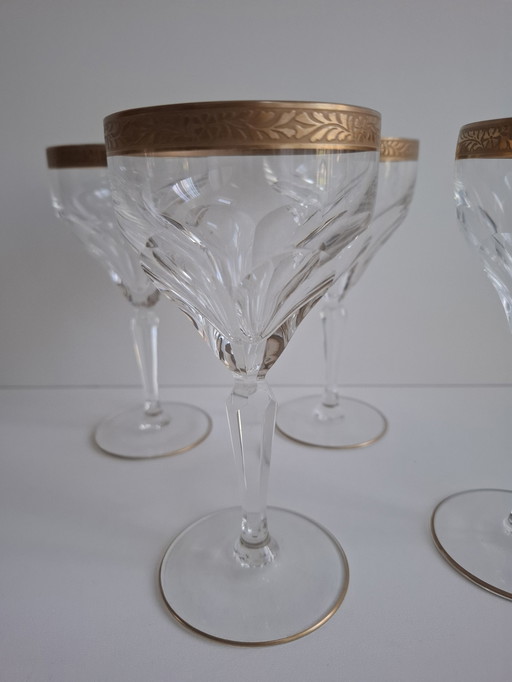 Rare Crystal Wine Glasses Set Of 4 Lady Hamilton Oertal Minton Germany