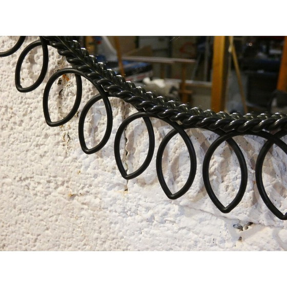 Image 1 of Specchio circolare vintage in metallo laccato nero, 1950
