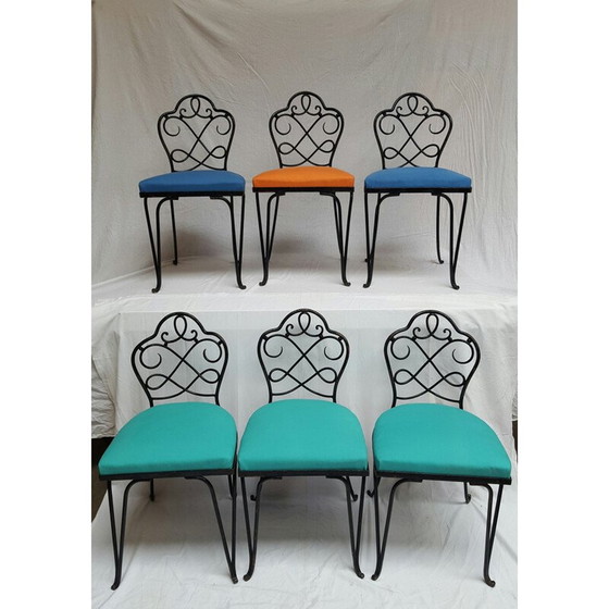 Image 1 of Set of 6 chairs in wrought iron, René PROU - 1930s