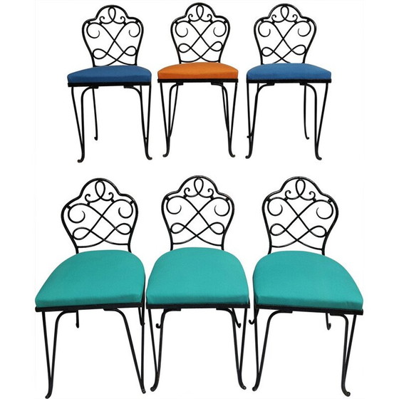 Image 1 of Set of 6 chairs in wrought iron, René PROU - 1930s