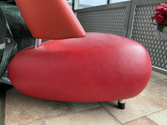 Image 1 of 2X Leolux Pallone Armchair Red And Orange