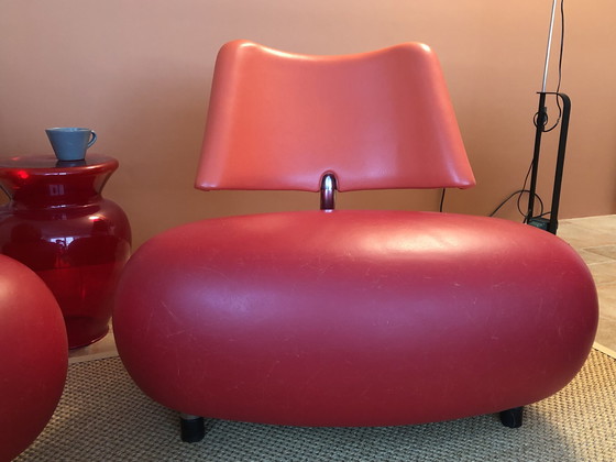 Image 1 of 2X Leolux Pallone Armchair Red And Orange