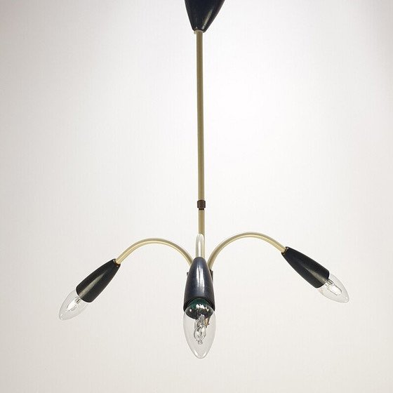 Image 1 of Vintage brass 3-branch pendant lamp, Italy 1960