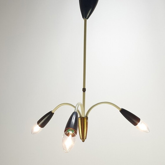Image 1 of Vintage brass 3-branch pendant lamp, Italy 1960