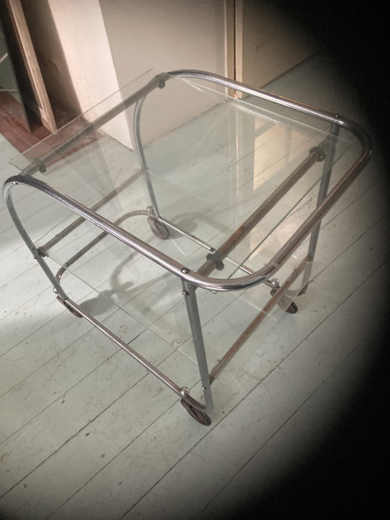 Image 1 of Vintage Side Table On Wheels