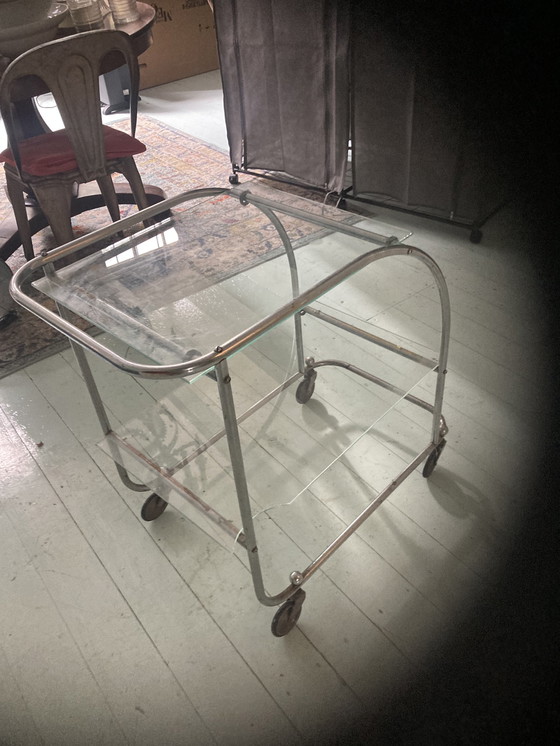 Image 1 of Vintage Side Table On Wheels