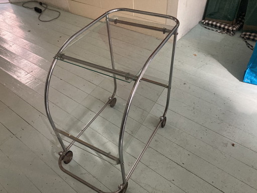 Vintage Side Table On Wheels