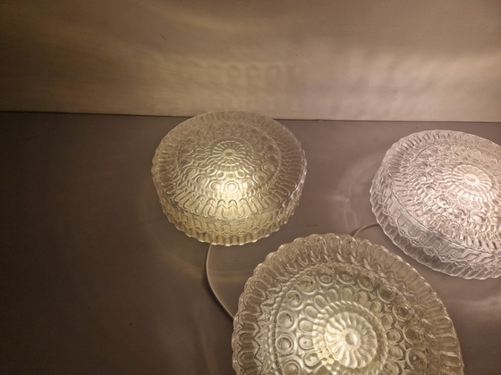 Image 1 of 3 Mid Century Glass Ceiling Or Wall Lamps