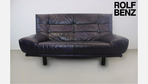 Rolf Benz Sofa Bmp Dark Purple Black Designer Couch Genuine Leather