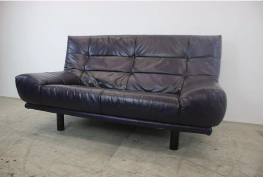 Rolf Benz Sofa Bmp Dark Purple Black Designer Couch Genuine Leather