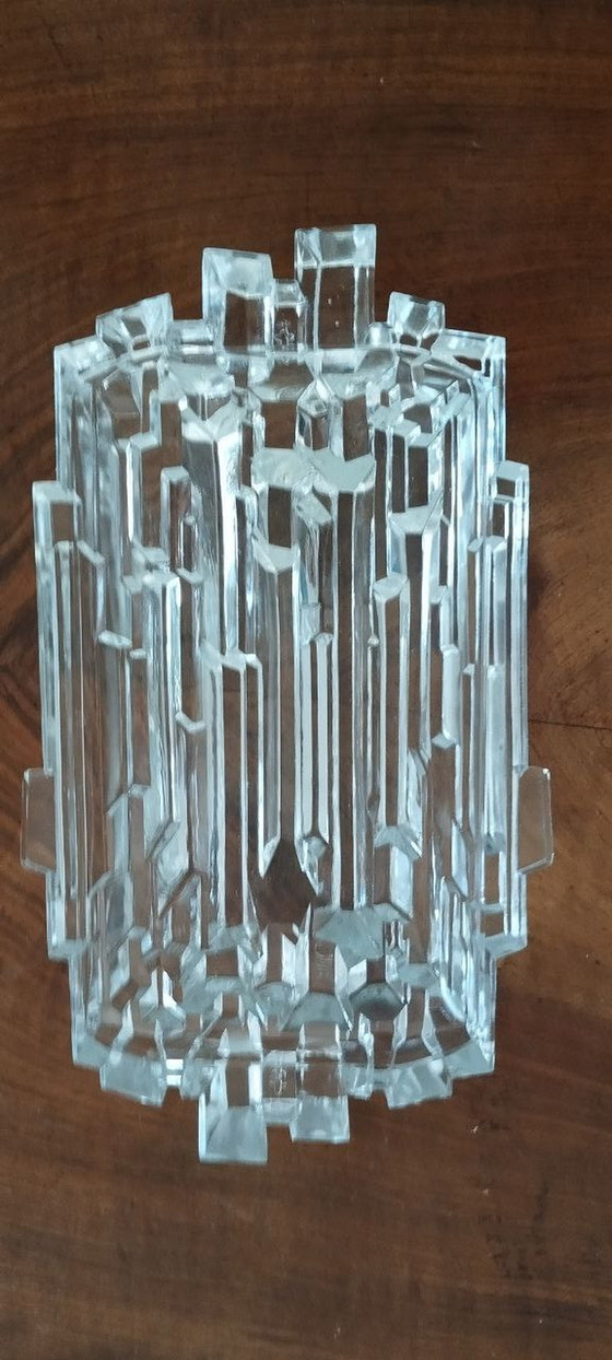 Image 1 of Hillebrand ice glass wall lamp Mid-Century Sweden