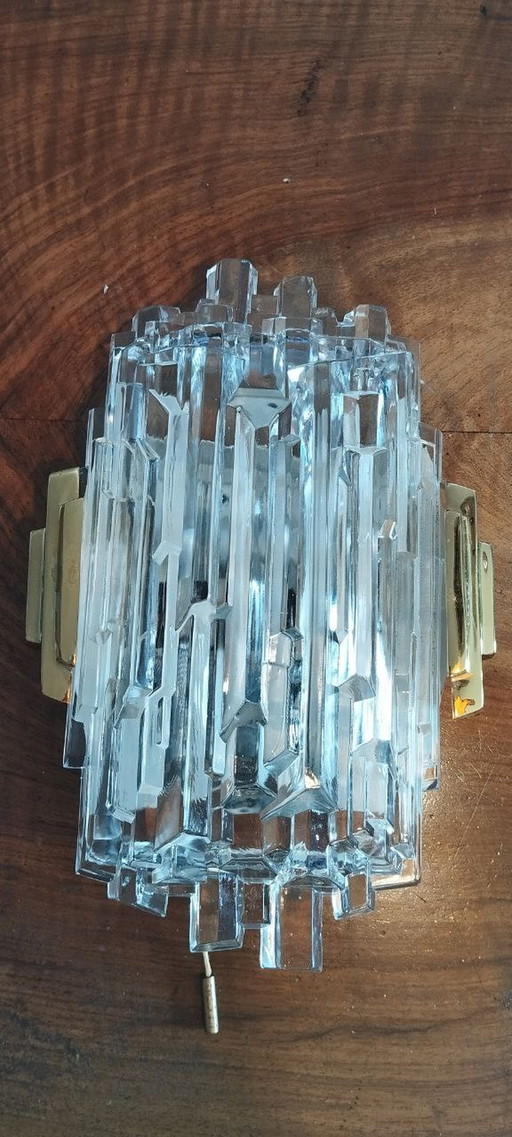 Hillebrand ice glass wall lamp Mid-Century Sweden