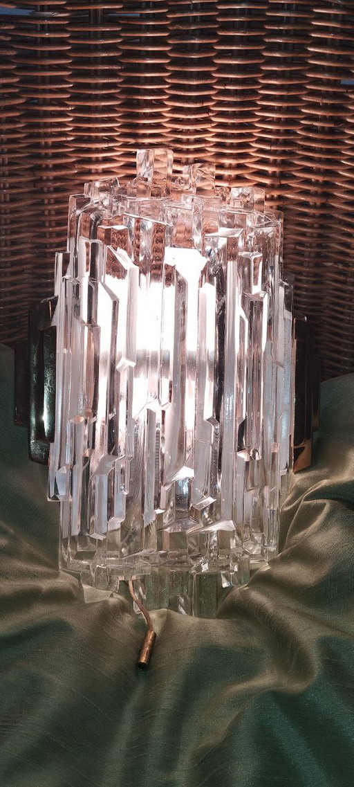 Hillebrand ice glass wall lamp Mid-Century Sweden