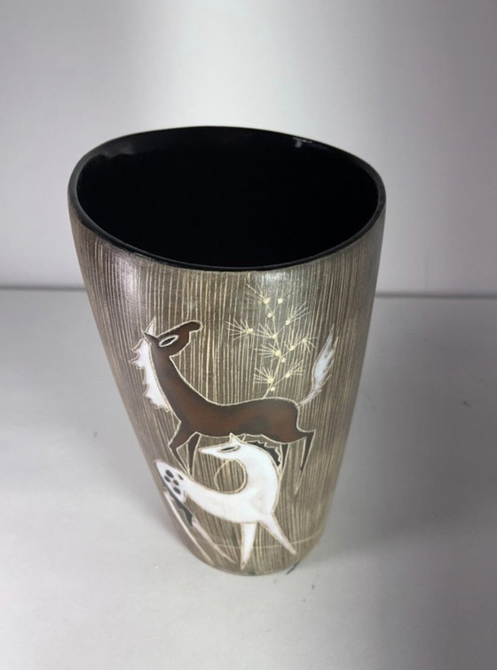 Image 1 of Ruscha Ceramic Vase By Hans Welling "Les Chevaux" (The Horses)