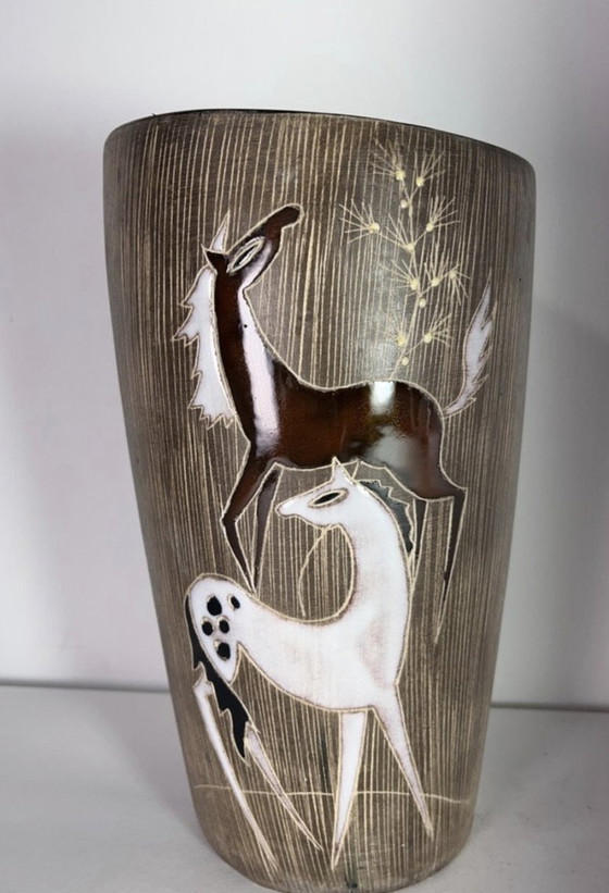 Image 1 of Ruscha Ceramic Vase By Hans Welling "Les Chevaux" (The Horses)