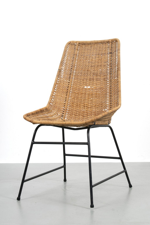 4x Chaises vintage à armature métallique, set