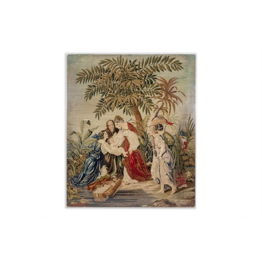 Vintage rug representing an orientalist scene, France 1880