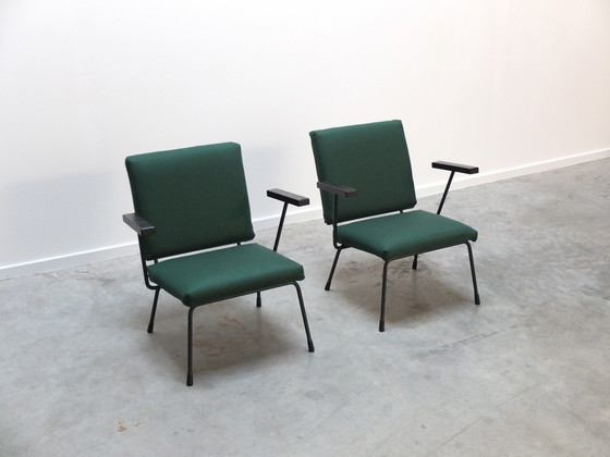 Image 1 of Modernist Pair Of '1401' Easy Chairs By Wim Rietveld For Gispen, 1954