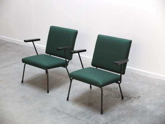 Image 1 of Modernist Pair Of '1401' Easy Chairs By Wim Rietveld For Gispen, 1954