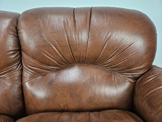 Image 1 of Three-Seater Club Sofa In Brown Leather