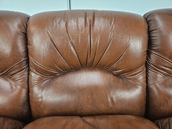 Image 1 of Three-Seater Club Sofa In Brown Leather