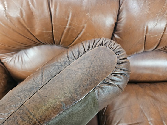 Image 1 of Three-Seater Club Sofa In Brown Leather