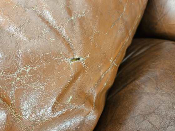 Image 1 of Three-Seater Club Sofa In Brown Leather