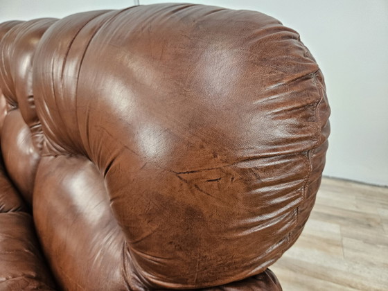 Image 1 of Three-Seater Club Sofa In Brown Leather