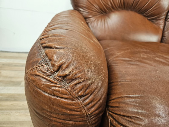 Image 1 of Three-Seater Club Sofa In Brown Leather