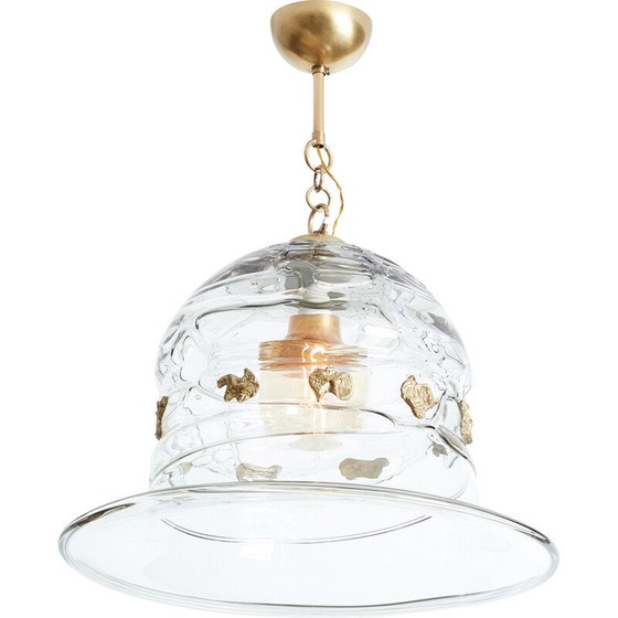 Image 1 of Vintage Murano glass pendant lamp by Barovier and Toso, Italy 1940