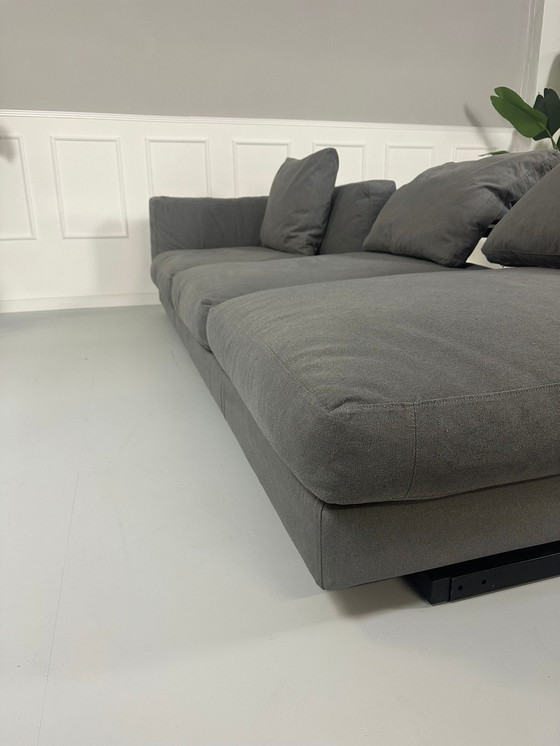 Image 1 of Flexform Cestone Sofa Fabric Gray Couch With Stool