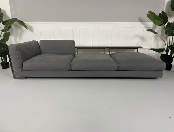 Image 1 of Flexform Cestone Sofa Fabric Gray Couch With Stool