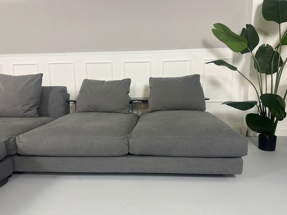 Image 1 of Flexform Cestone Sofa Fabric Gray Couch With Stool