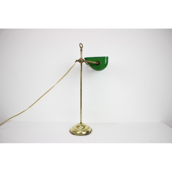 Image 1 of Vintage Art Deco banker's table lamp in metal and brass, Czechoslovakia 1930