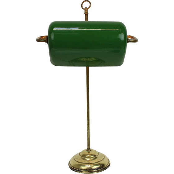Image 1 of Vintage Art Deco banker's table lamp in metal and brass, Czechoslovakia 1930