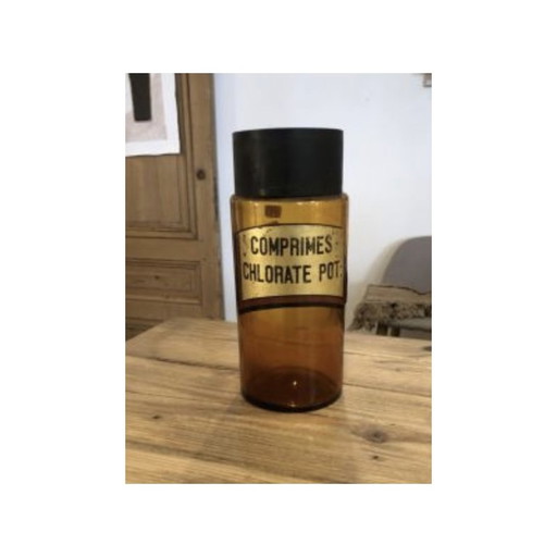 Tarro de medicina de ámbar vintage