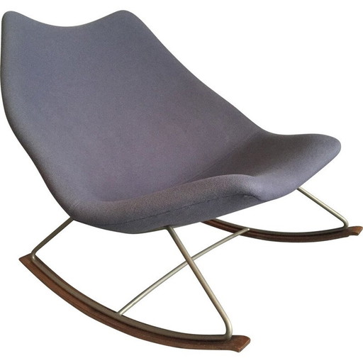 "F595" rocking chair in blue fabric and steel by Geoffrey HARCOURT for Artifort - 1960s