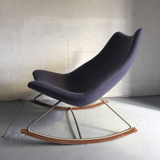 Image 1 of "F595" rocking chair in blue fabric and steel by Geoffrey HARCOURT for Artifort - 1960s