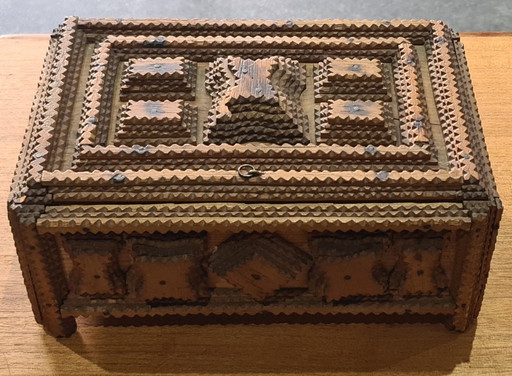 Tramp-Art Wooden Box