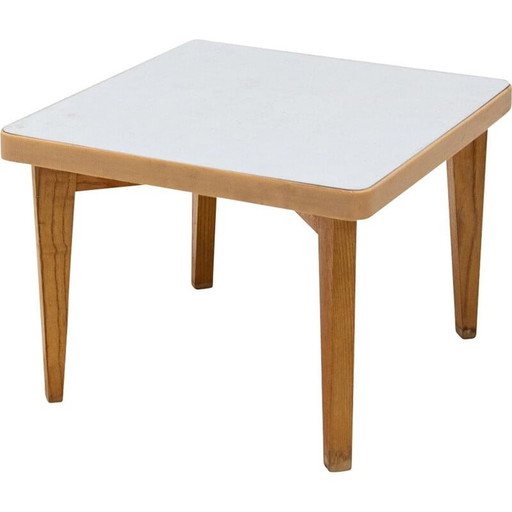 Mid century small formica and beechwood side table, Czechoslovakia 1960s